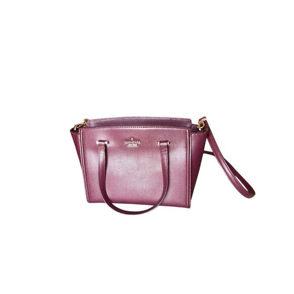 Kate Spade Maroon Leather Tote Inside Zipper | Pre-owned Excellent | Crossbody - Picture 1 of 6